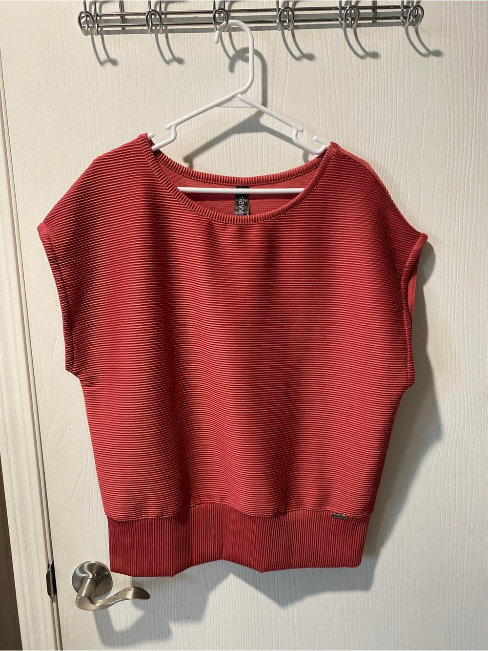 Savvi M-L Terracotta Ribbed Cap Sleeve Athleisure Top